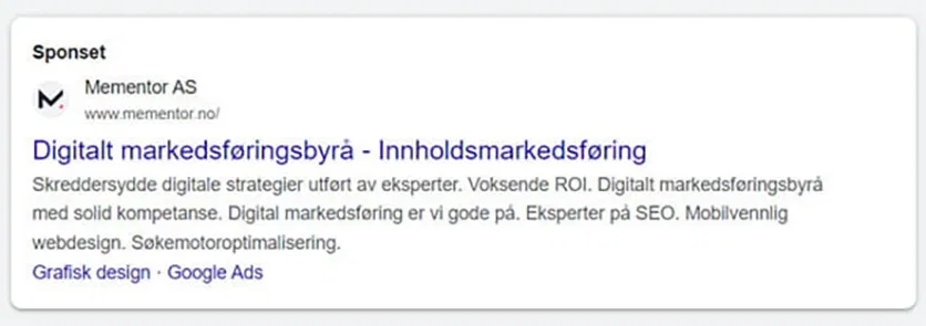 Google Ads annonse