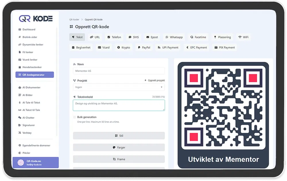 Siste prosjekt - QR-Kode